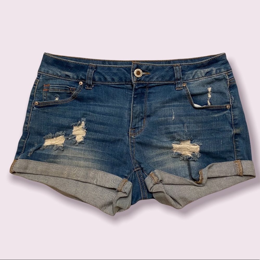 Denim Stretch Distress Jean Shorts